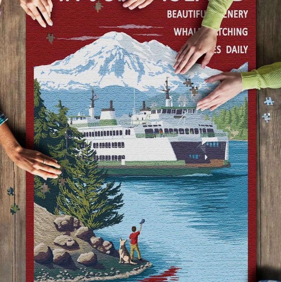 Puzzles Lantern Press | Boy Waving At Ferry San Juan Island 1000Pc Puzzle