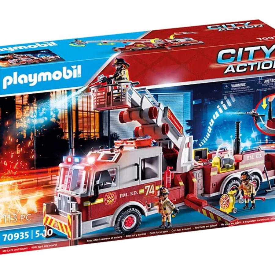 Pretend Play Playmobil USA, Inc. | 70935 Rescue Vehicles: Fire Engine With Tower Ladder