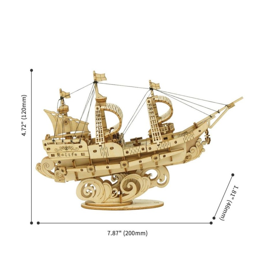 Vehicles Robotime USA | Sailing Ship Wooden Puzzle