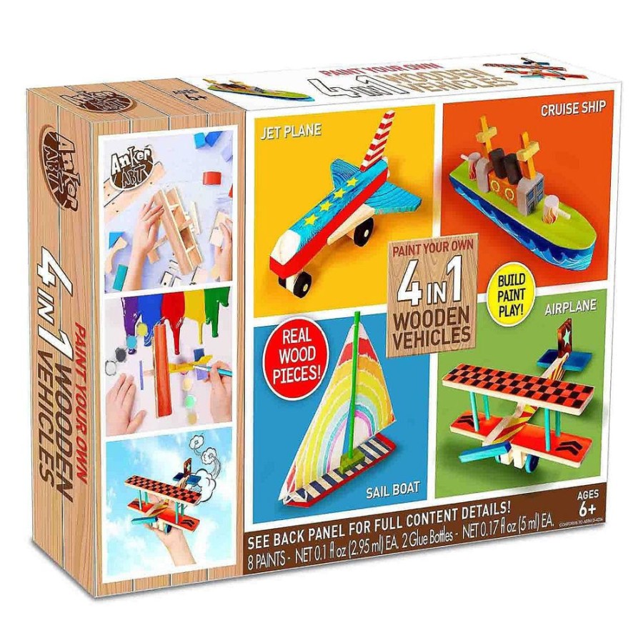 Arts & Crafts Anker Play Products LLC | Paint Your Own 4 In 1 Wooden Vehicles