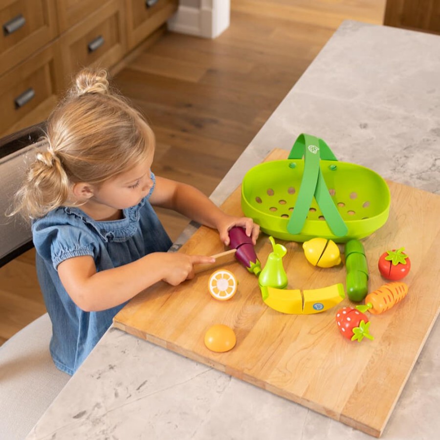 Pretend Play Fat Brain Toys | Pretendables: Fruit & Veggie Basket Set