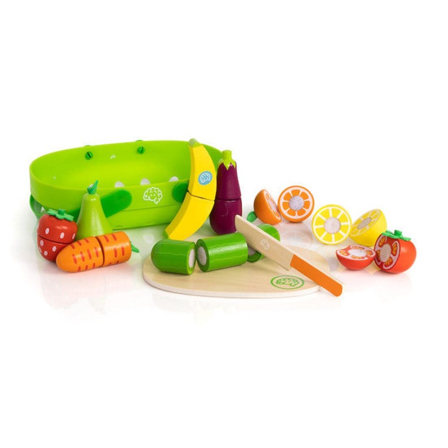 Pretend Play Fat Brain Toys | Pretendables: Fruit & Veggie Basket Set