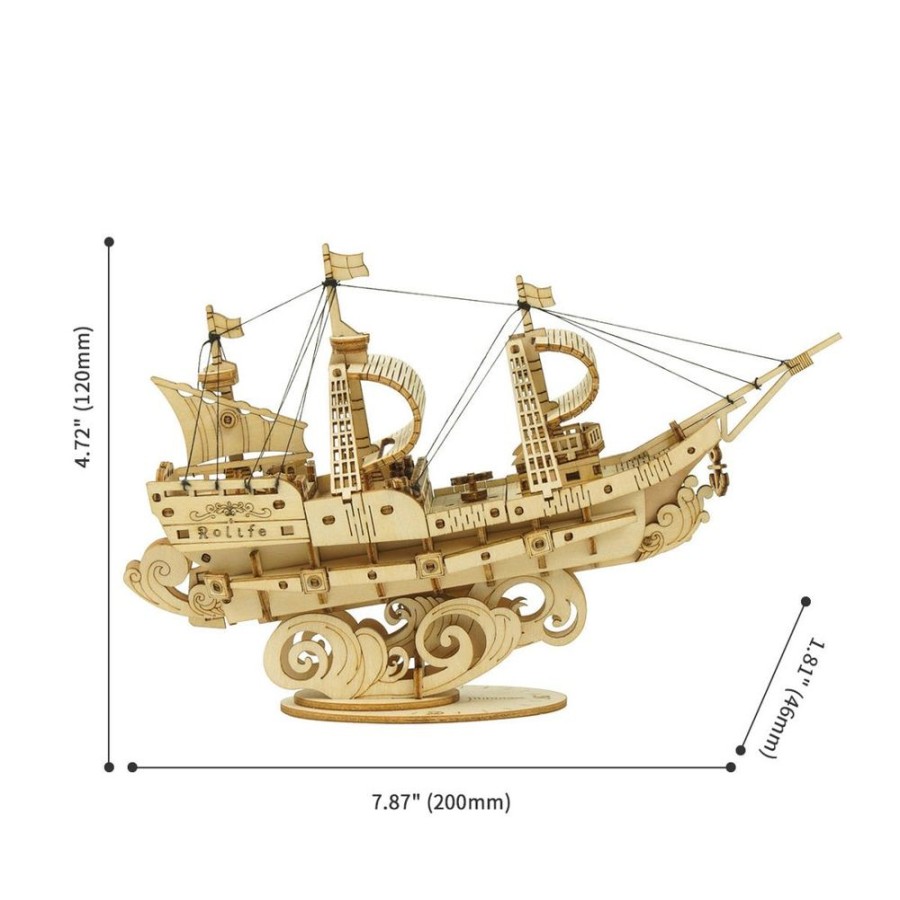 Science Robotime USA | Sailing Ship Wooden Puzzle