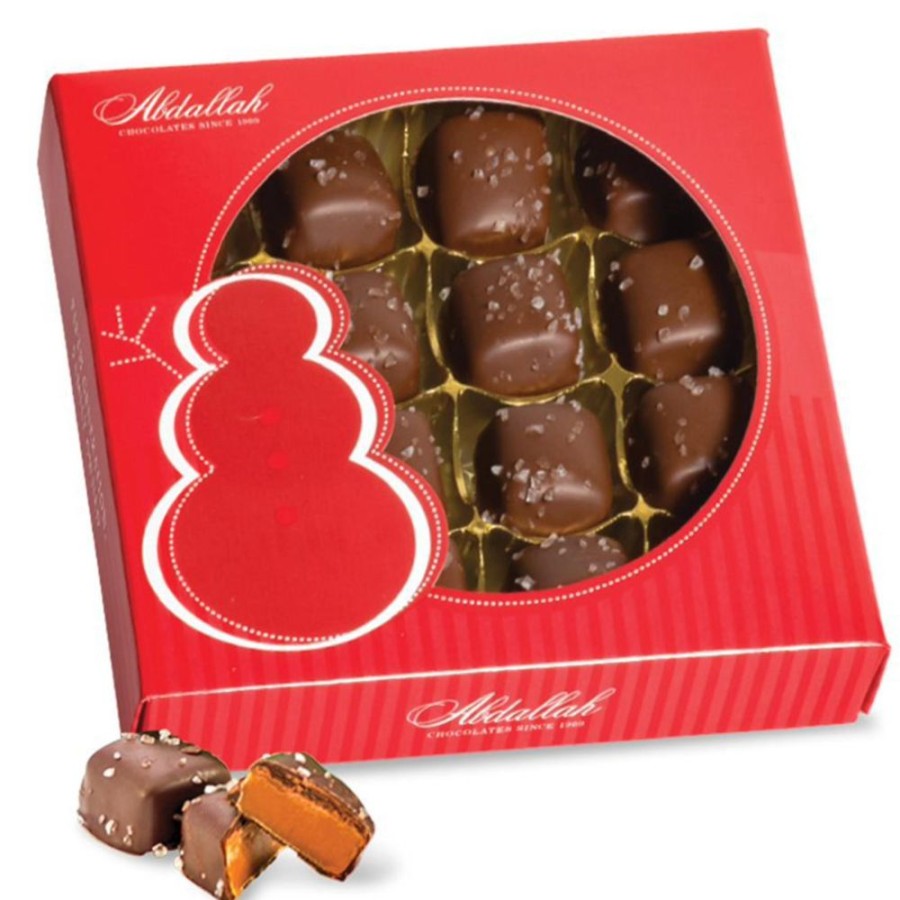 Seasonal Abdallah Candies Inc. | Snowman Mini Milk Chocolate Sea Salt Caramel Box Set