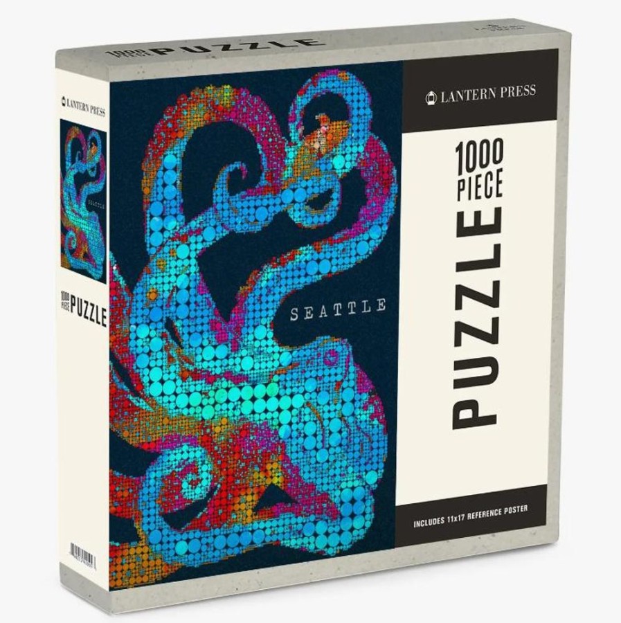 Puzzles Lantern Press | Seattle Dot Art Octopus 1000Pc Puzzle