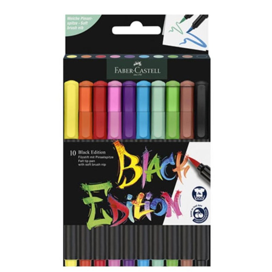 Arts & Crafts Faber-Castell | Black Edition - Felt Tip Brush Pens 10Pk