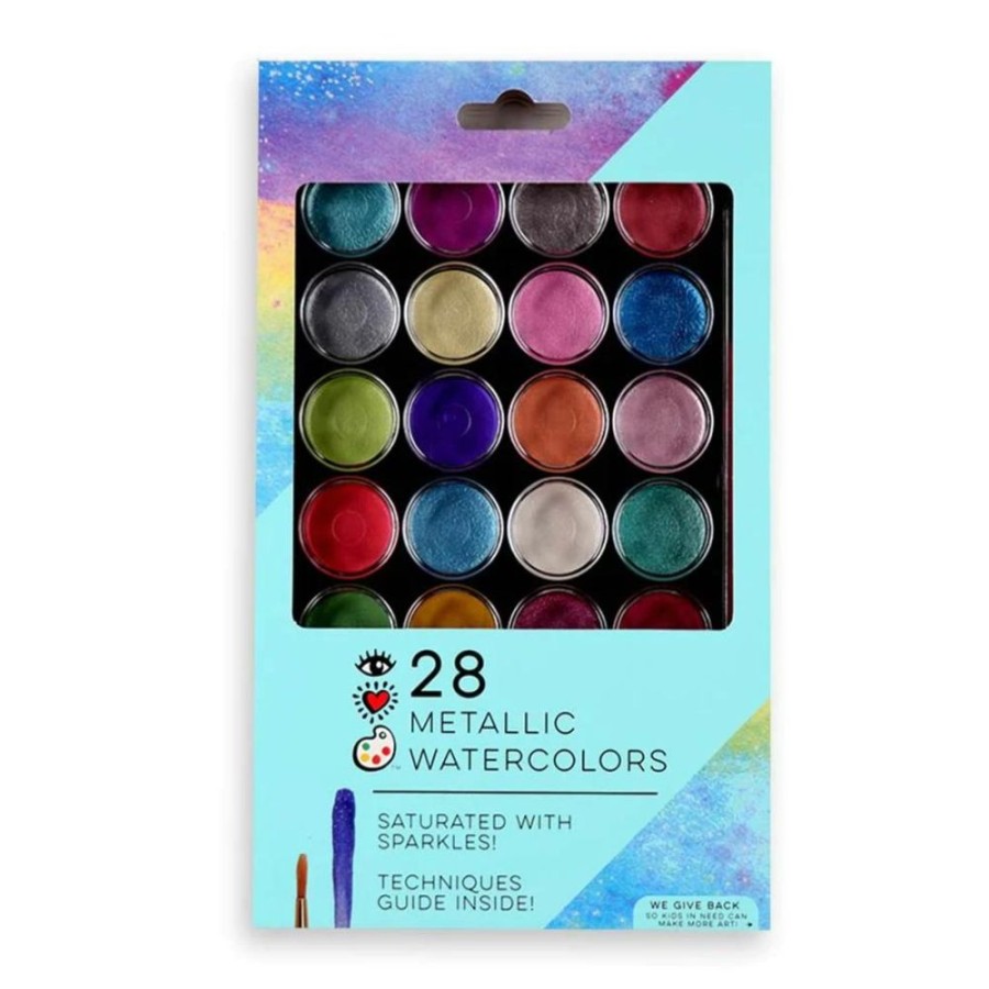 Arts & Crafts Bright Stripes | Metallic Watercolors 28Pk