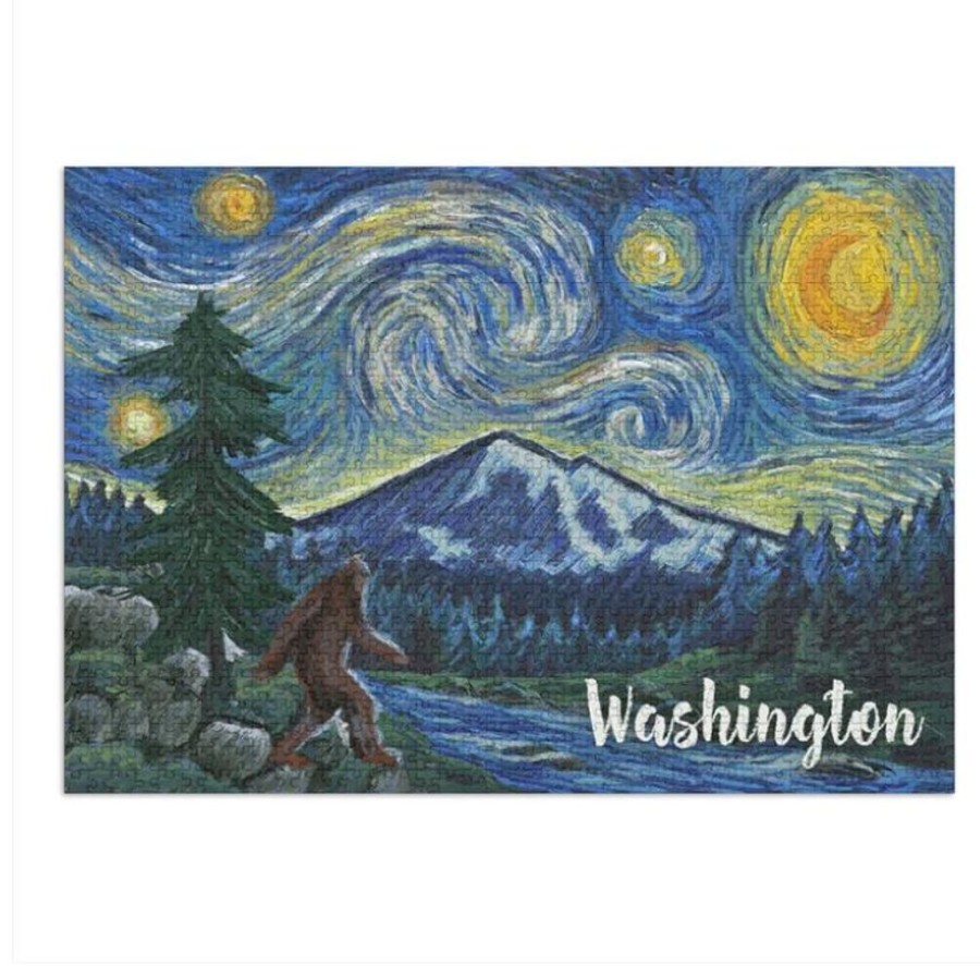 Puzzles Lantern Press | Wa Bigfoot Starry Night 1000Pc Puzzle