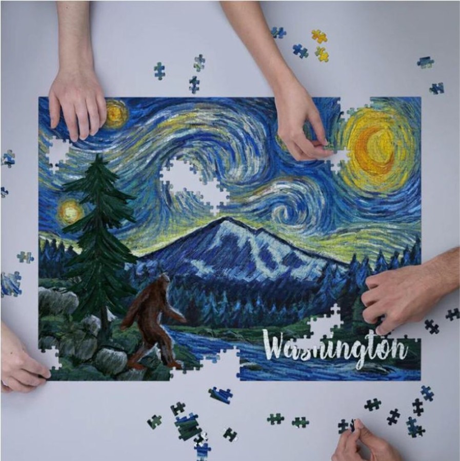 Puzzles Lantern Press | Wa Bigfoot Starry Night 1000Pc Puzzle