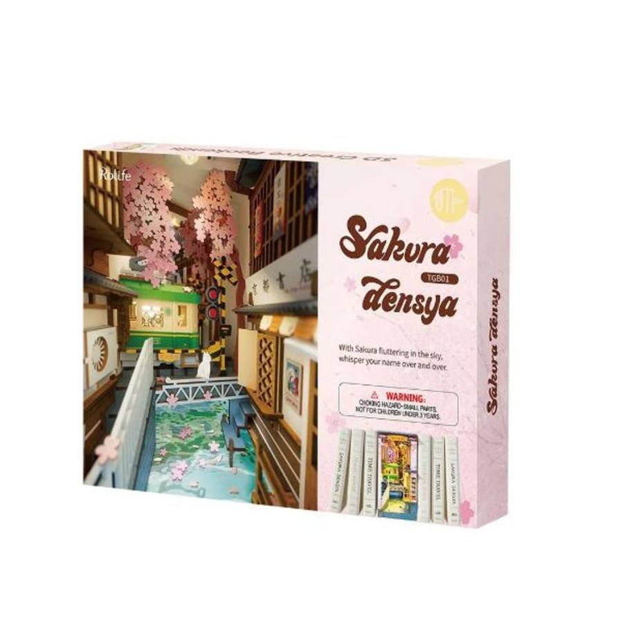 Arts & Crafts Robotime USA | Diy Miniature Dollhouse Kit: Sakura Tram