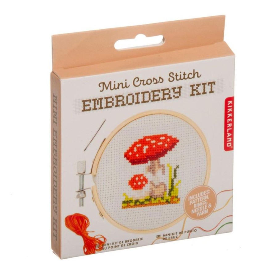 Arts & Crafts Kikkerland Design Inc. | Mini Cross Stitch Embriodery Kit - Mushroom