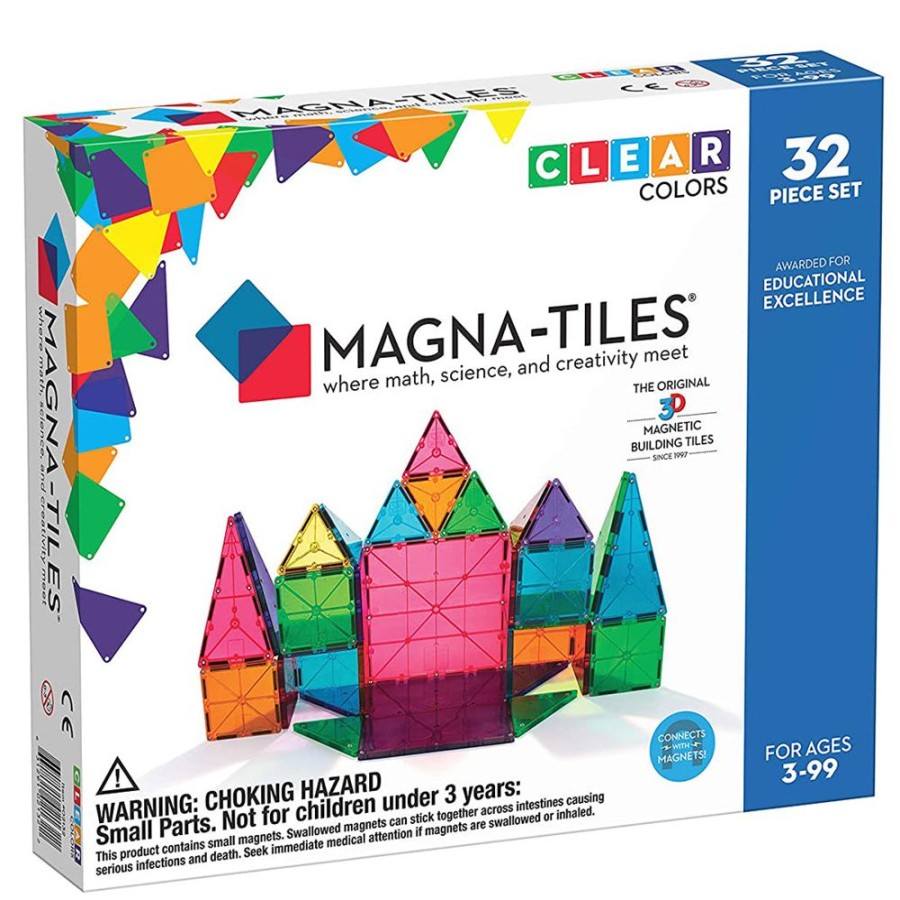 Construction Magna-Tiles | Clear Colors 32Pc