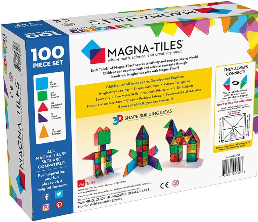 Construction Magna-Tiles | Clear Colors 100Pc