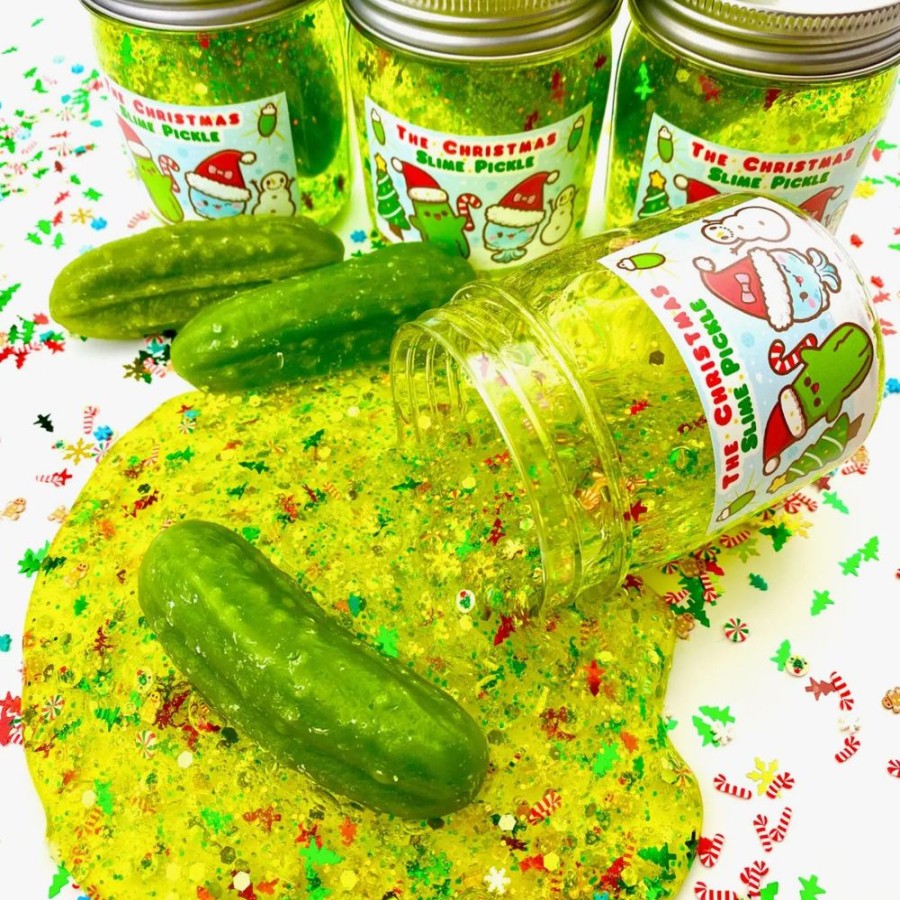 Seasonal Kawaii Slime Company | Christmas Pickle Clear Slime