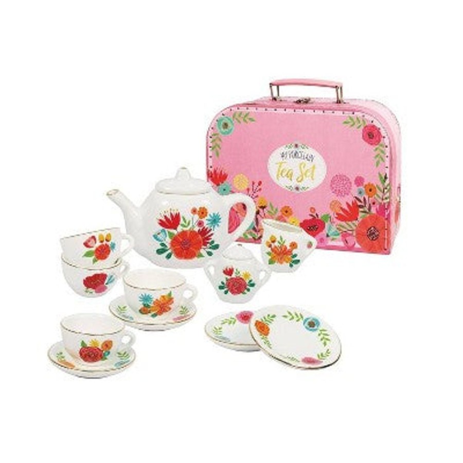 Pretend Play Bright Stripes | My Porcelain Tea Set W/ Carry Case