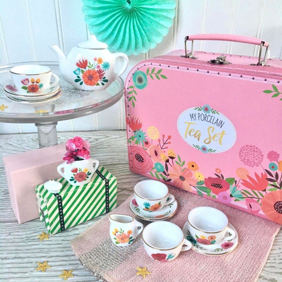 Pretend Play Bright Stripes | My Porcelain Tea Set W/ Carry Case