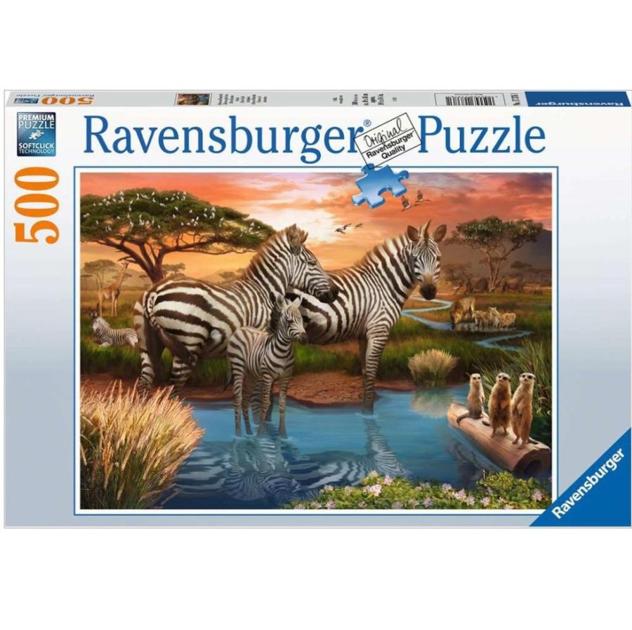 Puzzles Ravensburger | 17376 Zebras At The Waterhole 500Pc Puzzle