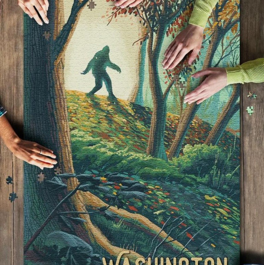 Puzzles Lantern Press | Wa Big Foot In Forest 1000Pc Puzzle