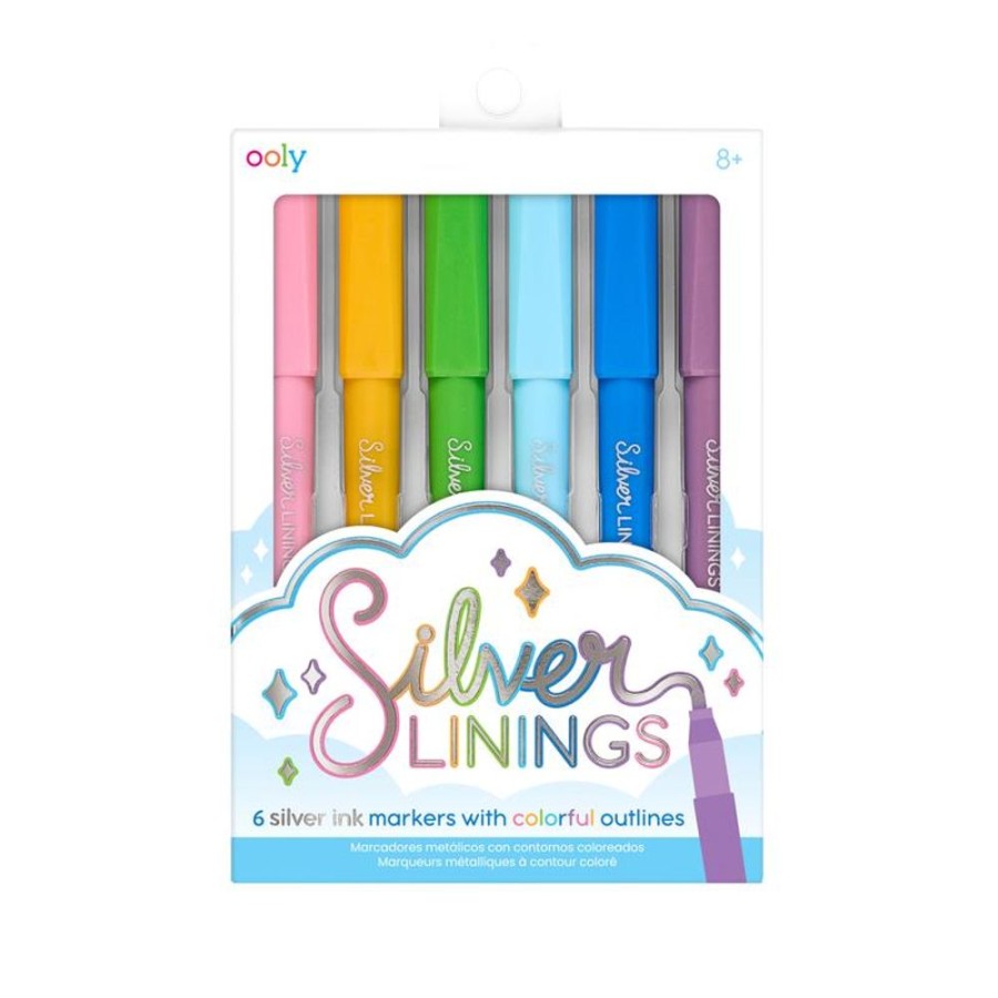 Arts & Crafts Ooly dba International Arrivals | Silver Ink Outline Markers: Set Of 6