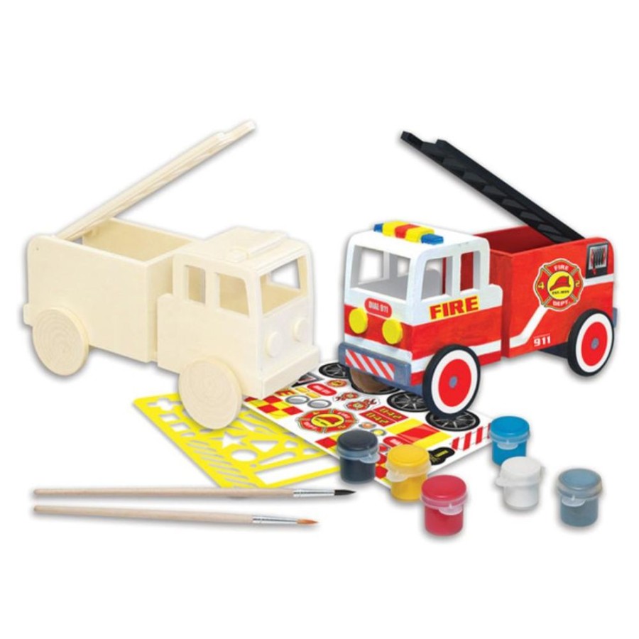 Arts & Crafts MasterPieces Puzzle Company | Classic Wood Paint Kit - Fire Truck