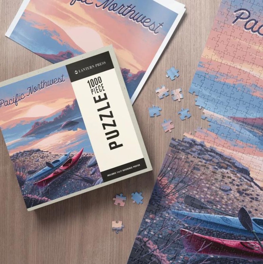 Puzzles Lantern Press | Pnw Glassy Sunrise & Kayak 1000Pc Puzzle