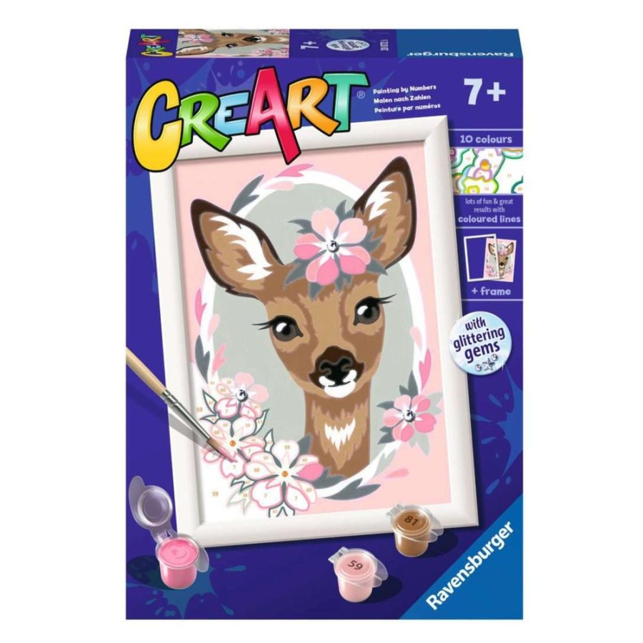 Arts & Crafts Ravensburger | Creart Pbn Delightful Deer W/Gems 5X7