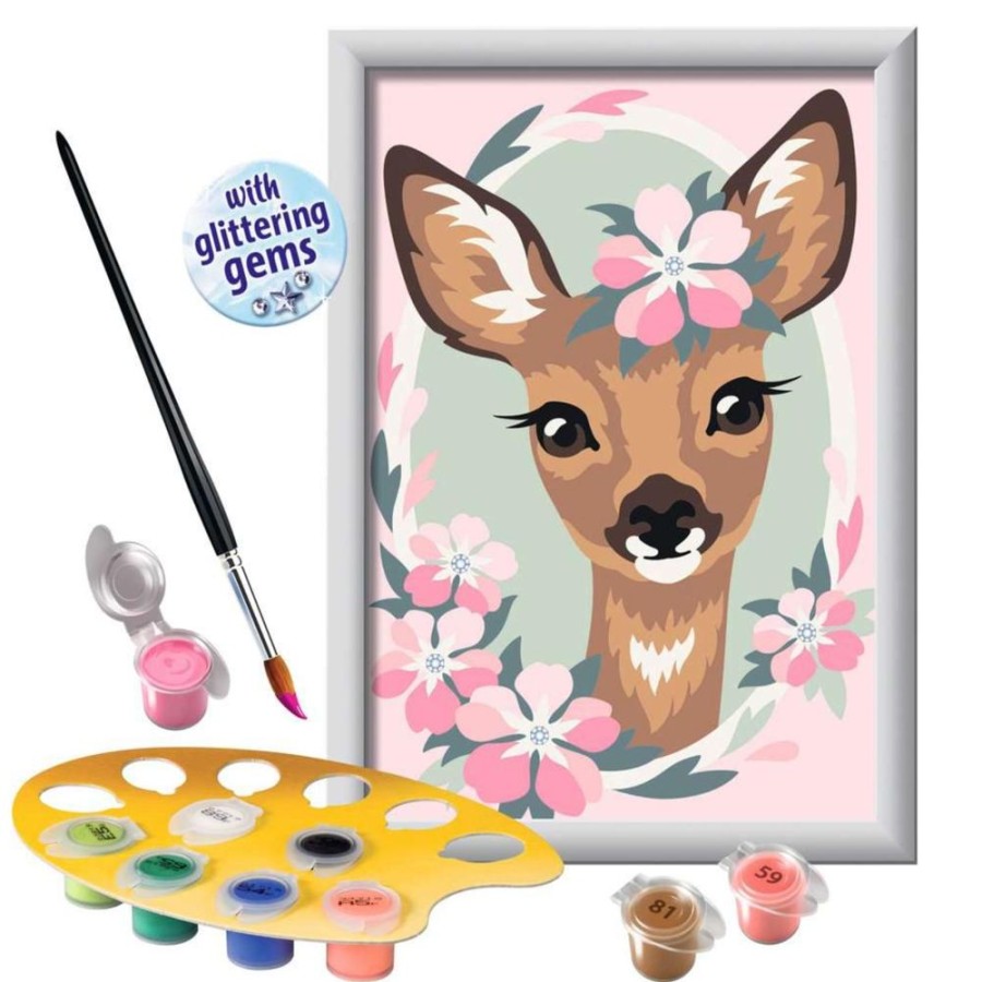 Arts & Crafts Ravensburger | Creart Pbn Delightful Deer W/Gems 5X7