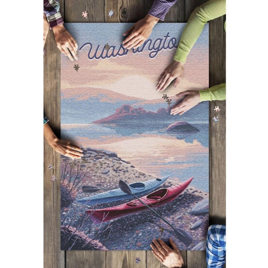 Puzzles Lantern Press | Wa Glassy Sunrise & Kayak 1000Pc Puzzle