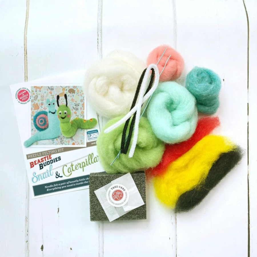 Arts & Crafts Crafty Kit Company | Needle Felting Kit - Snail & Caterpillar