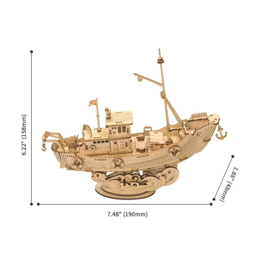 Science Robotime USA | Fishing Ship Wooden Puzzle