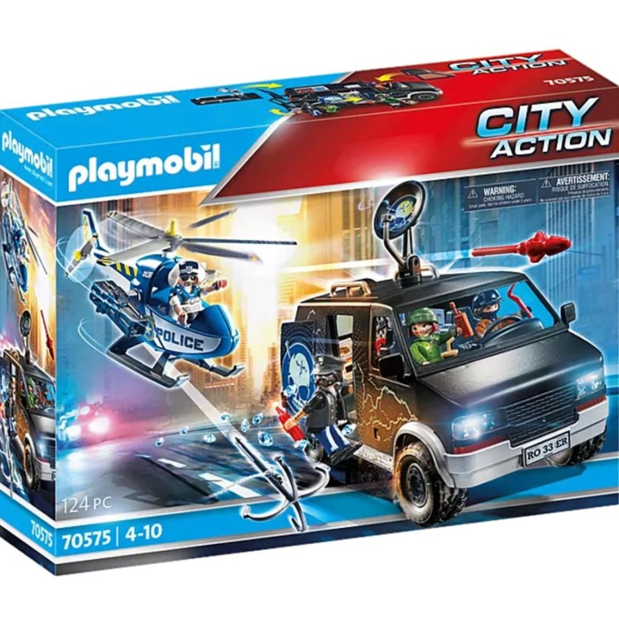 Pretend Play Playmobil USA, Inc. | 70575 Helicopter Pursuit With Runaway Van